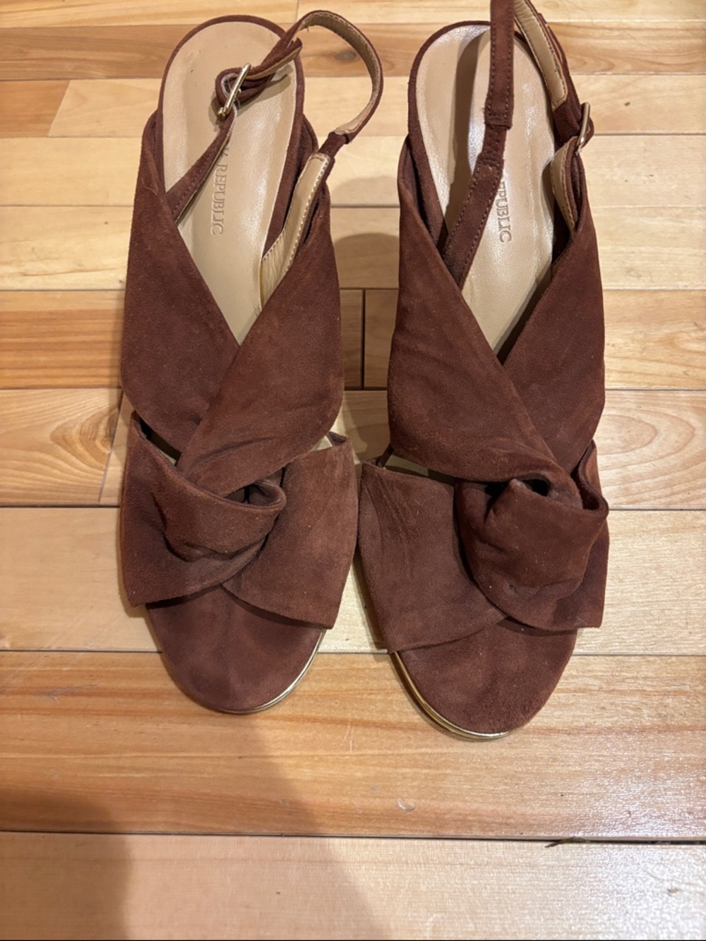Banana Republic Brown Suede Knot Front Slingback Sandals